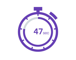 Timer 47 sec icon, 47 seconds digital timer. Clock and watch, timer, countdown