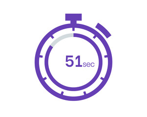 Timer 51 sec icon, 51 seconds digital timer. Clock and watch, timer, countdown