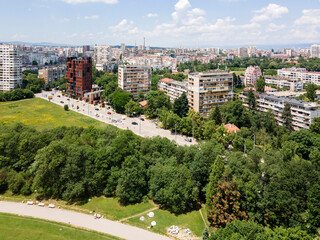 Fototapeta na wymiar Aerial view of South Park in city of Sofia, Bulgaria