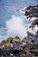 Close shot of Le Souffleur, a natural geyser in Piton Saint-Leu on Reunion Island