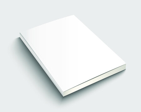 A4 book stack mock up with white cover. Blank journal template design. Textbook with copy space. 3d vector illustration.