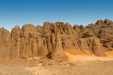 Hoggar rocks in the Sahara desert