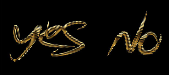 Gold color yes & no text vector design element.