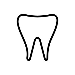 Medical stomatologic abstract aboriginal milk tooth, crown, denture, simple black and white icon on a white background. illustration