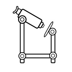 Medical research optical digital small tabletop microscope for research in the laboratory, studying scientific drugs, simple black and white icon on a white background. illustration