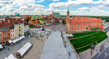 Obraz premium Roofs of Warsaw from old town - City Skyline with sky scrapper - No People