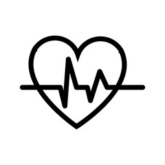 Abstract heart with a cardiogram pattern and pulse, simple black and white icon on a white background.  illustration