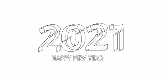 Happy New Year 2021 Text Typography Design poster, Vector illustration.