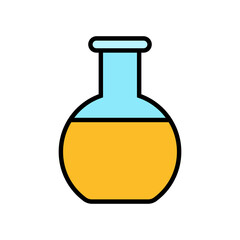 Medical research glass beaker, flask, test tube for research in the laboratory, the study of scientific drugs, a simple icon on a white background
