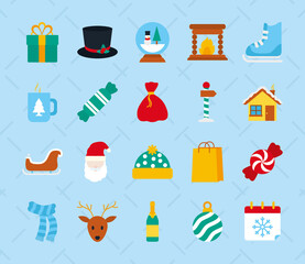merry christmas icon set vector design