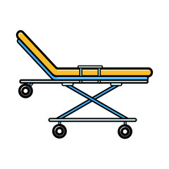 Medical resuscitation ambulance wheelchair for transportation of patients, bed with wheels in the hospital, icon on a white background. illustration