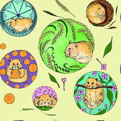 hamsters seamless pattern vector illustration