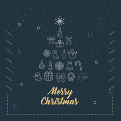merry christmas pine tree of icon set vector design
