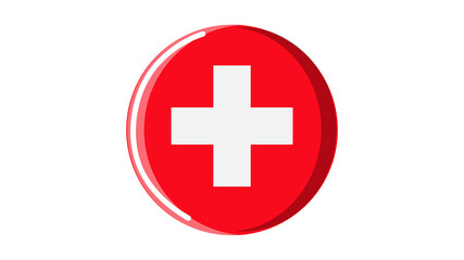 Obraz premium Beautiful abstract icon of a red medical cross medicine symbol in a circle on a white background. illustration