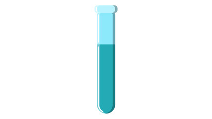 Beautiful medical blue oblong glass chemical flask test tube with liquid for research scientific conducting experiments and making medicines on a white background. illustration