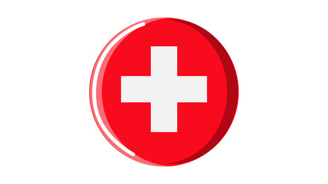 Beautiful abstract icon of a red medical cross medicine symbol in a circle on a white background. illustration