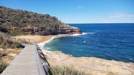 Coastal views of cliffs on the Bouddi Coastal Walk, New South Wales Australia