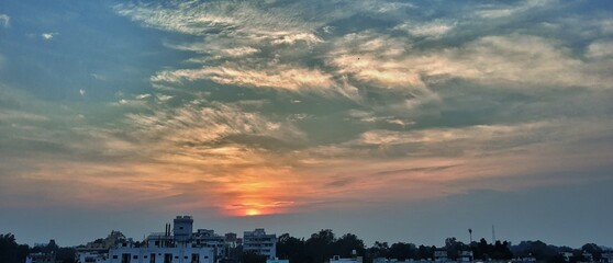 time lapse sunset over the city