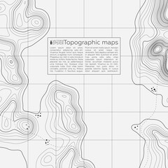 Background of the topographic map. Topographic map lines, contour map background. Geographic abstract grid. EPS 10 vector illustration.