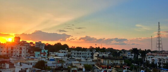 sunset over the city