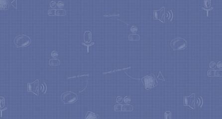 Perfect for conference background, meeting, video call. Illustration with video icons in the background