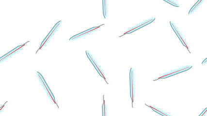 Seamless pattern texture of endless repetitive medical digital mercury glass thermometers for measuring body temperature on a white background. illustration