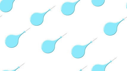 Seamless pattern texture of endless repeating medical rubber blue enema pears for cleaning the intestines on a white background. illustration