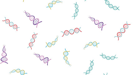 Seamless pattern texture of endless repetitive medical scientific abstract structures of dna gene molecules models on white background.