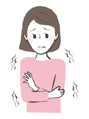 illustration of a shivering lady
