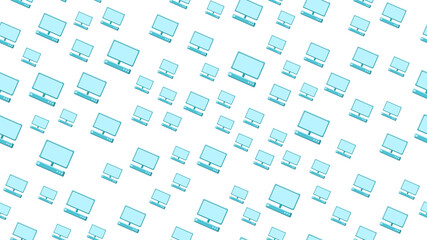 Fototapeta na wymiar Seamless pattern texture of endless repetitive modern digital laptop computers with monitors on white background. illustration