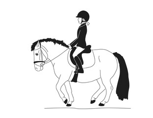 Little rider on a small piebald pony enter a contest