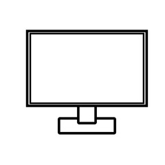 illustration of a black and white modern digital icon of a digital smart rectangular computer with a monitor, laptop isolated on a white background. Concept: computer digital technologies