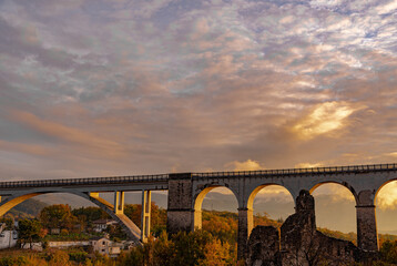 Isernia, Molise, Italy.  Santo Spirito railway bridge. View