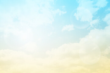 Cloud and sky with a pastel colored background and wallpaper, abstract sky background in sweet color.