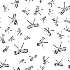 Seamless pattern, texture of modern powerful digital wireless white wi-fi routers, modems for the Internet, technology isolated on a white background