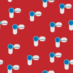 Seamless pattern, texture from modern digital video cameras for shooting movies and videos, technology isolated on red background. illustration
