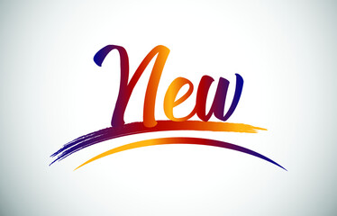 New Word Text with Vibrant Handwritten Font Vector Illustration.
