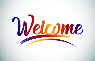 Welcome Word Text with Vibrant Handwritten Font Vector Illustration.
