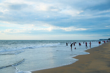 People Enjoying Holidays On Beach, Beautiful nature photography, 