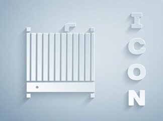 Paper cut Car radiator cooling system icon isolated on grey background. Paper art style. Vector Illustration.
