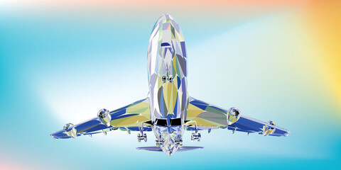 Abstract stylised aircraft taking off. Concept for business presentation of an airline or travel agency