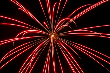 Beautiful sparkling holiday fireworks in the night sky