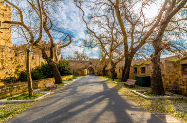 Gate of St Antonios of old town in Rhodes Island