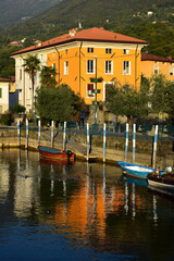 The small town Sulzano at Lago d'Iseo. Brescia, Lombardy, Italy.