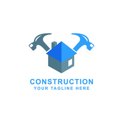 Creative Home Construction Concept Logo Design Template