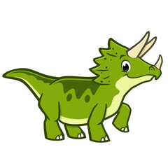 Vector illustration of cute cartoon triceratops dinosaur. Isolated object for design element © mumut