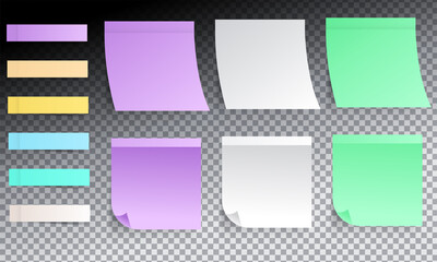 collection of different colored sticky notes with shadow