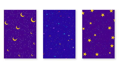 night background with moon and yellow stars