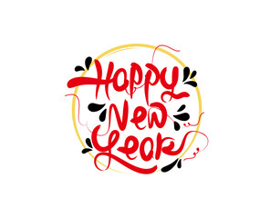 Special Happy New Year lettering Text on white background in vector illustration