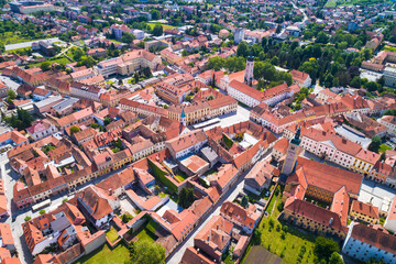 Obraz premium Historic town of Varazdin aerial view, baroque tourist destination